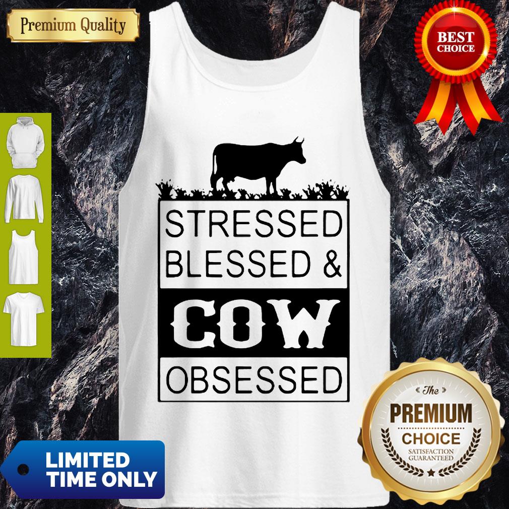 Good Stressed Blessedcow Obsessed Shirt - Image 4