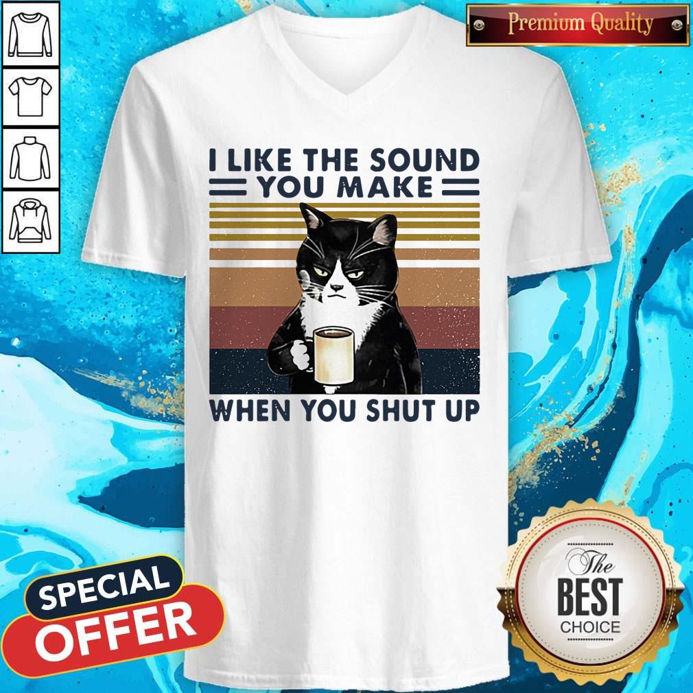 Black Cat I Like The Sound You Make When You Shut Up Vintage Retro Shirt - Image 2