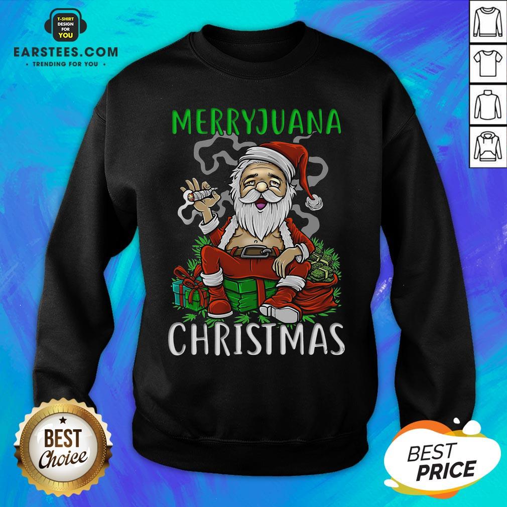 Top Satan Claus Marijuana Christmas Shirt - Image 4