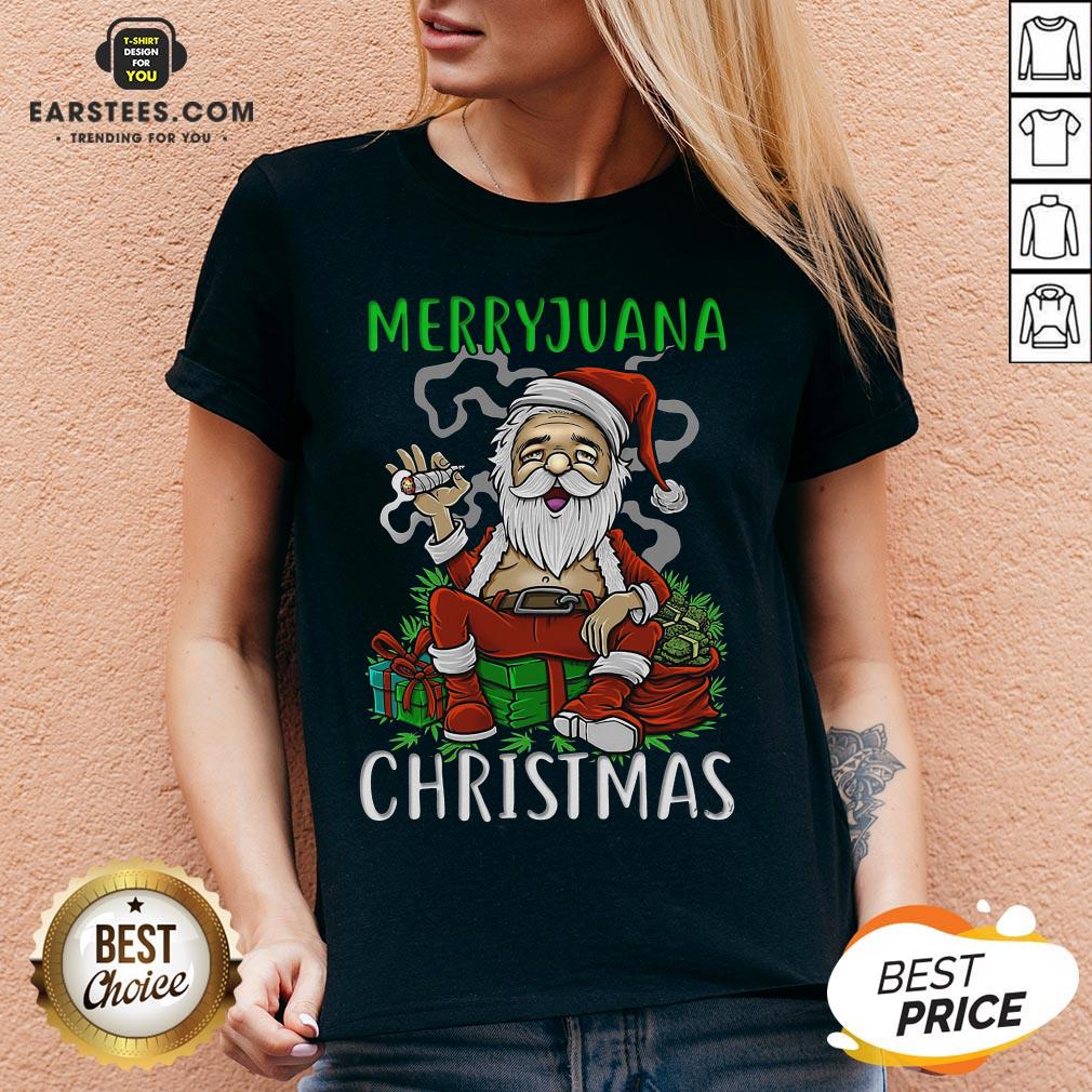 Top Satan Claus Marijuana Christmas Shirt - Image 2