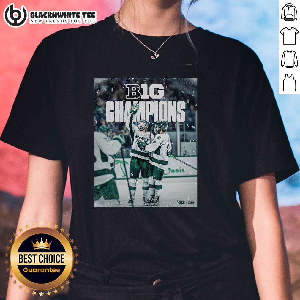 Top Michigan State Spartans Back To Back To Back Ice Hockey 2026 B1G T-Shirt - Image 3