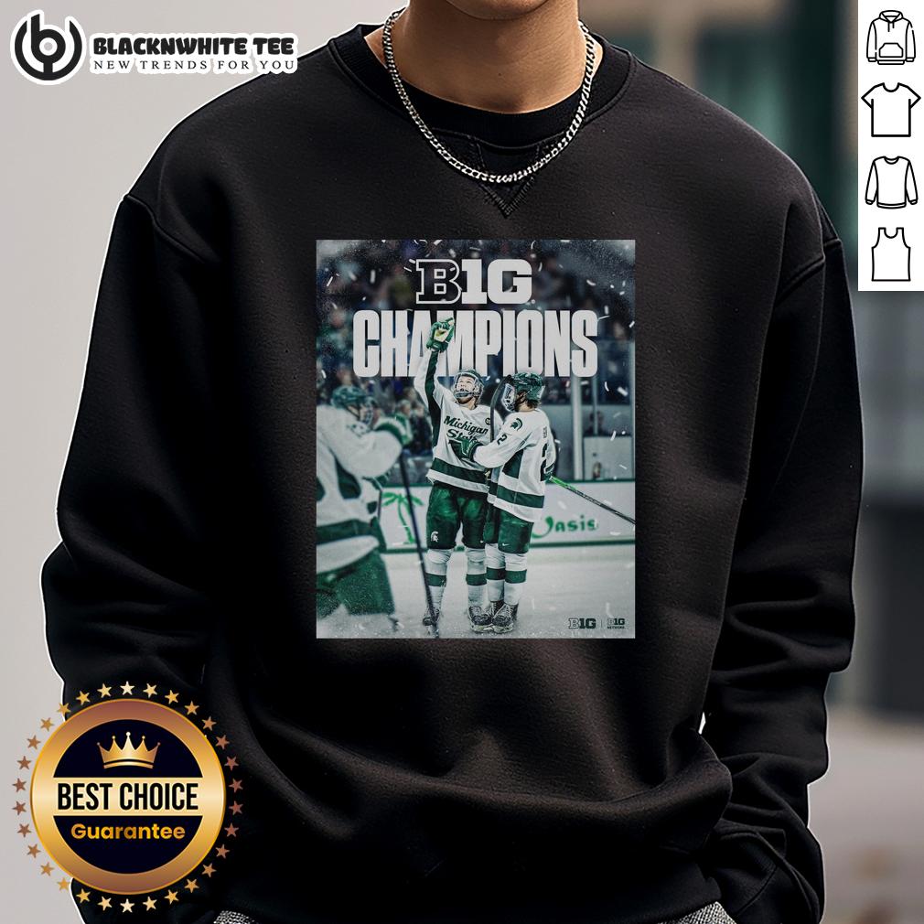 Top Michigan State Spartans Back To Back To Back Ice Hockey 2026 B1G T-Shirt - Image 5