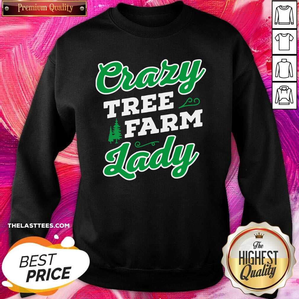 Cute Crazy Tree Farm Lady Christmas Tree Merry Xmas Shirt - Image 4