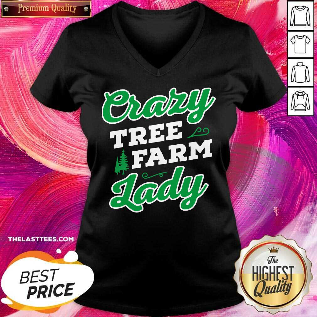 Cute Crazy Tree Farm Lady Christmas Tree Merry Xmas Shirt - Image 2