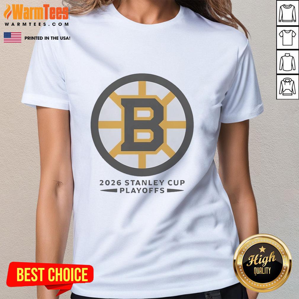 Top Boston Bruins Ice Hockey NHL Stanly Cup Playoffs Big Logo T-Shirt - Image 3