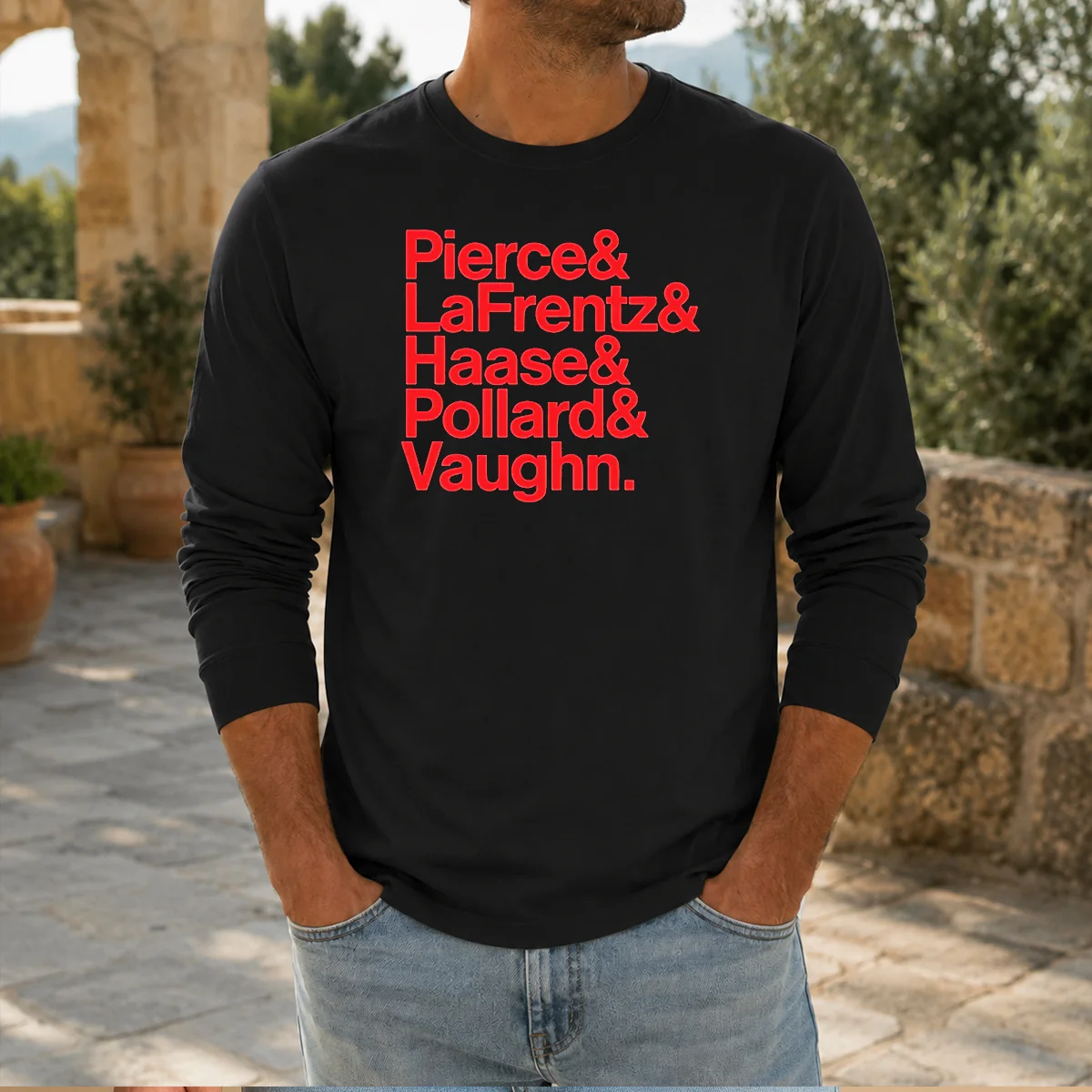 Official Pierce And Lafrentz And Haase And Pollard And Vaughn Kansas Jayhawks Basketball Roster Shirt - Image 5