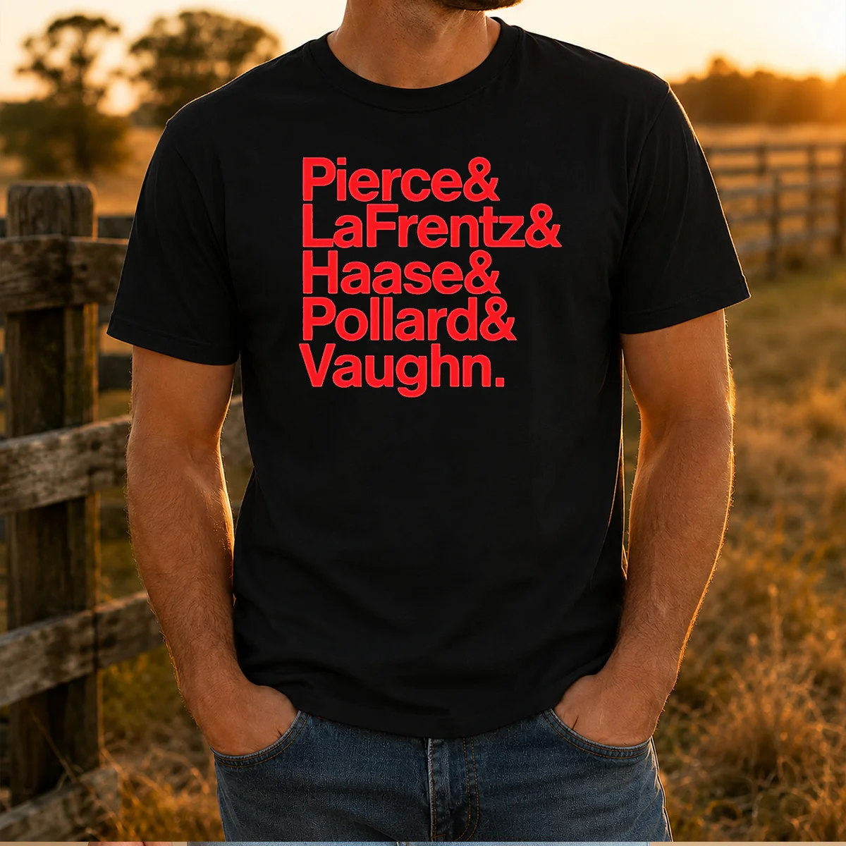 Official Pierce And Lafrentz And Haase And Pollard And Vaughn Kansas Jayhawks Basketball Roster Shirt