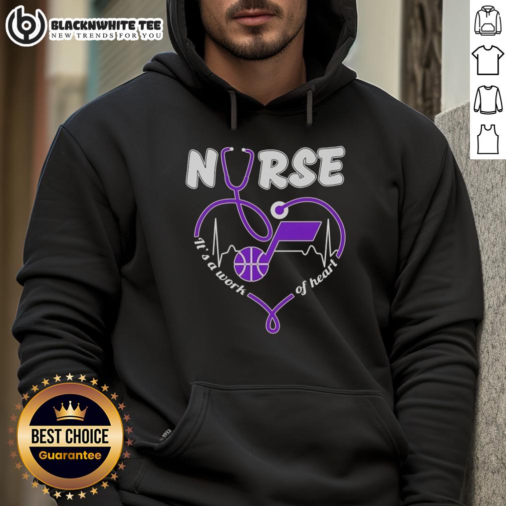 Awesome Utah Jazz Nurse It's A Work Of Heart Stethoscope Shaped Heart T-Shirt - Image 2