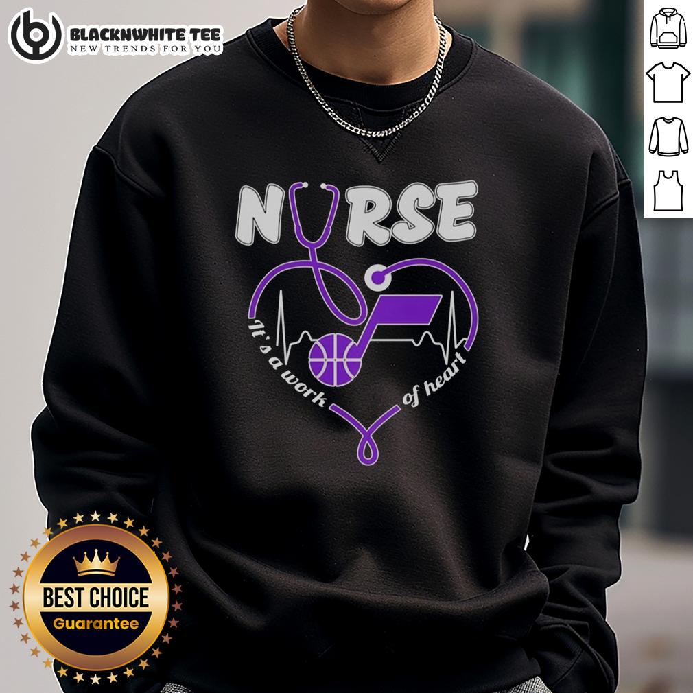 Awesome Utah Jazz Nurse It's A Work Of Heart Stethoscope Shaped Heart T-Shirt - Image 5