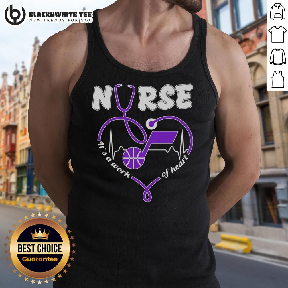 Awesome Utah Jazz Nurse It's A Work Of Heart Stethoscope Shaped Heart T-Shirt - Image 4