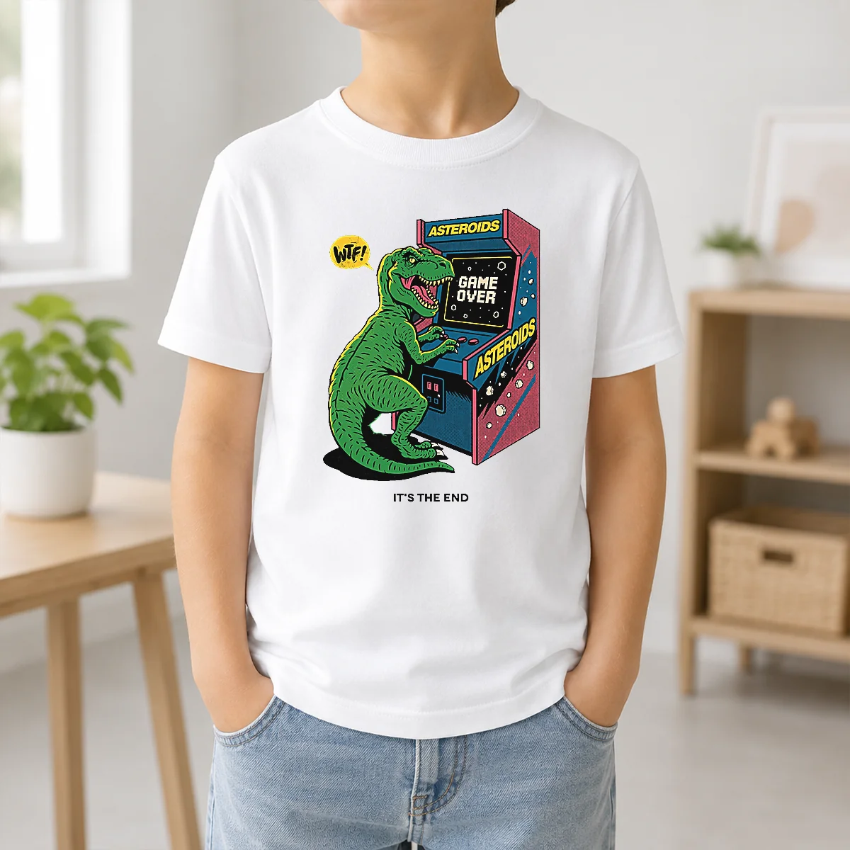Nice Asteroids Game Over Dinosaur Funny Shirt - Image 9