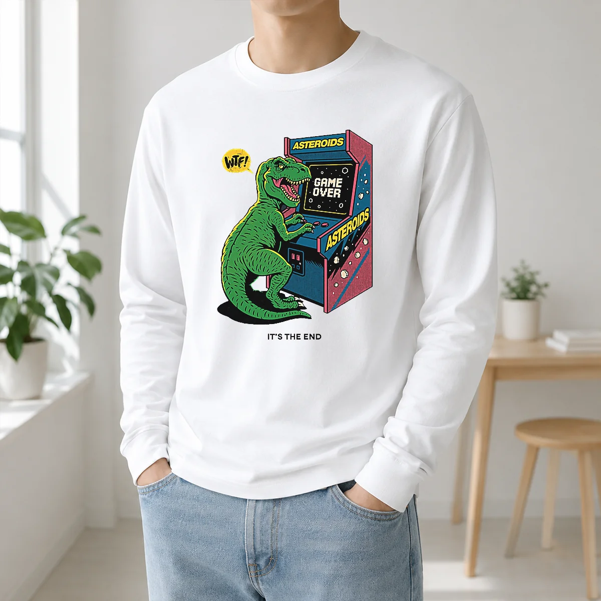 Nice Asteroids Game Over Dinosaur Funny Shirt - Image 5