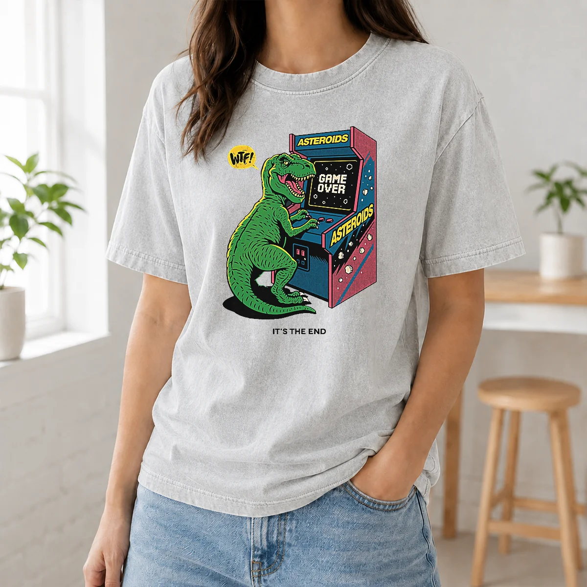 Nice Asteroids Game Over Dinosaur Funny Shirt - Image 8