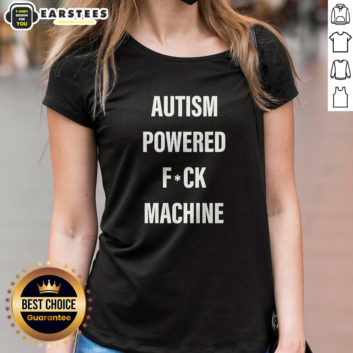 Pretty Autism Powered Fck Machine Humor Shirt - Image 2