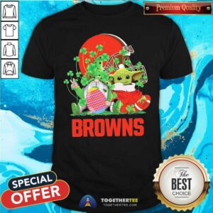 Good Baby Yoda And Gnomes St Patricks Day Cleveland Browns 2021 Shirt