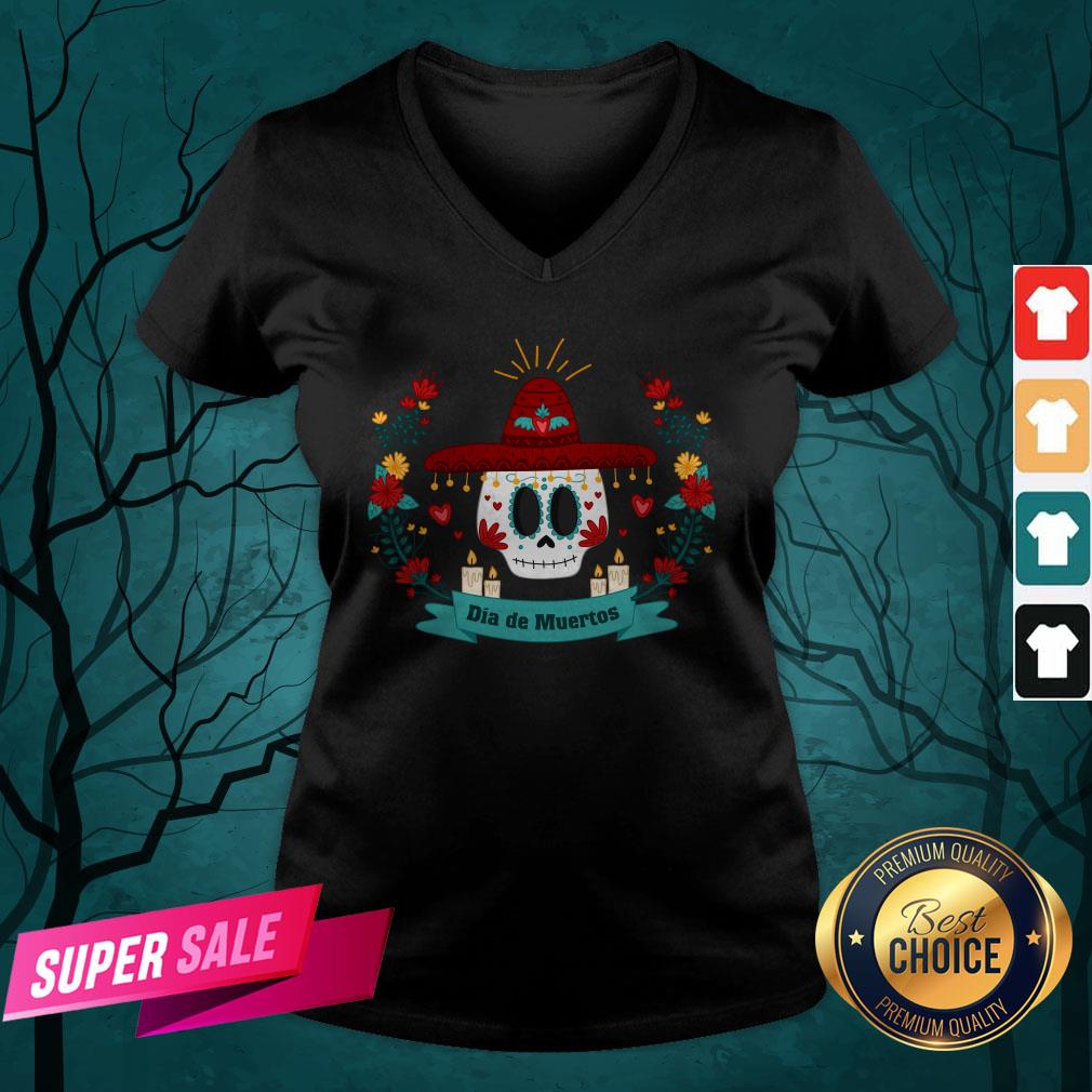 Sugar Skull Dia De Muertos In Mexican Holiday Shirt - Image 4