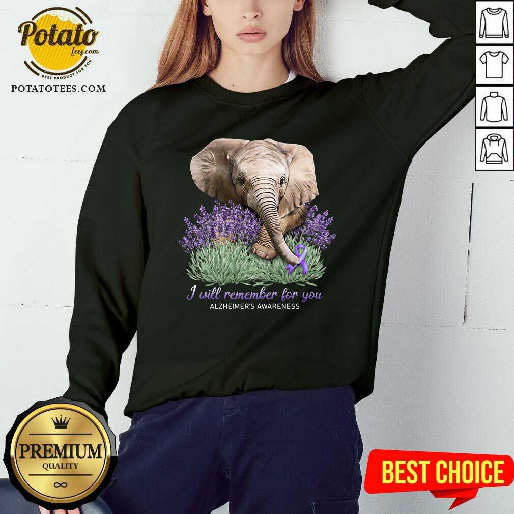 I Will Remember For You Alzheimer’s Awareness Elephant Shirt - Image 4