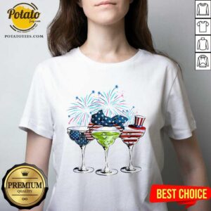 Alternative view of Margarita American Flag Firework 4th Of July Shirt