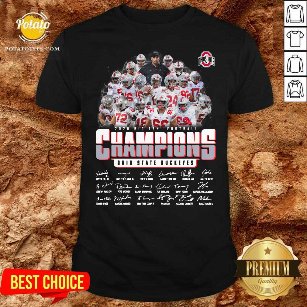Good Ohio State Buckeyes 2020 Big Ten Football Champions Signatures Shirt
