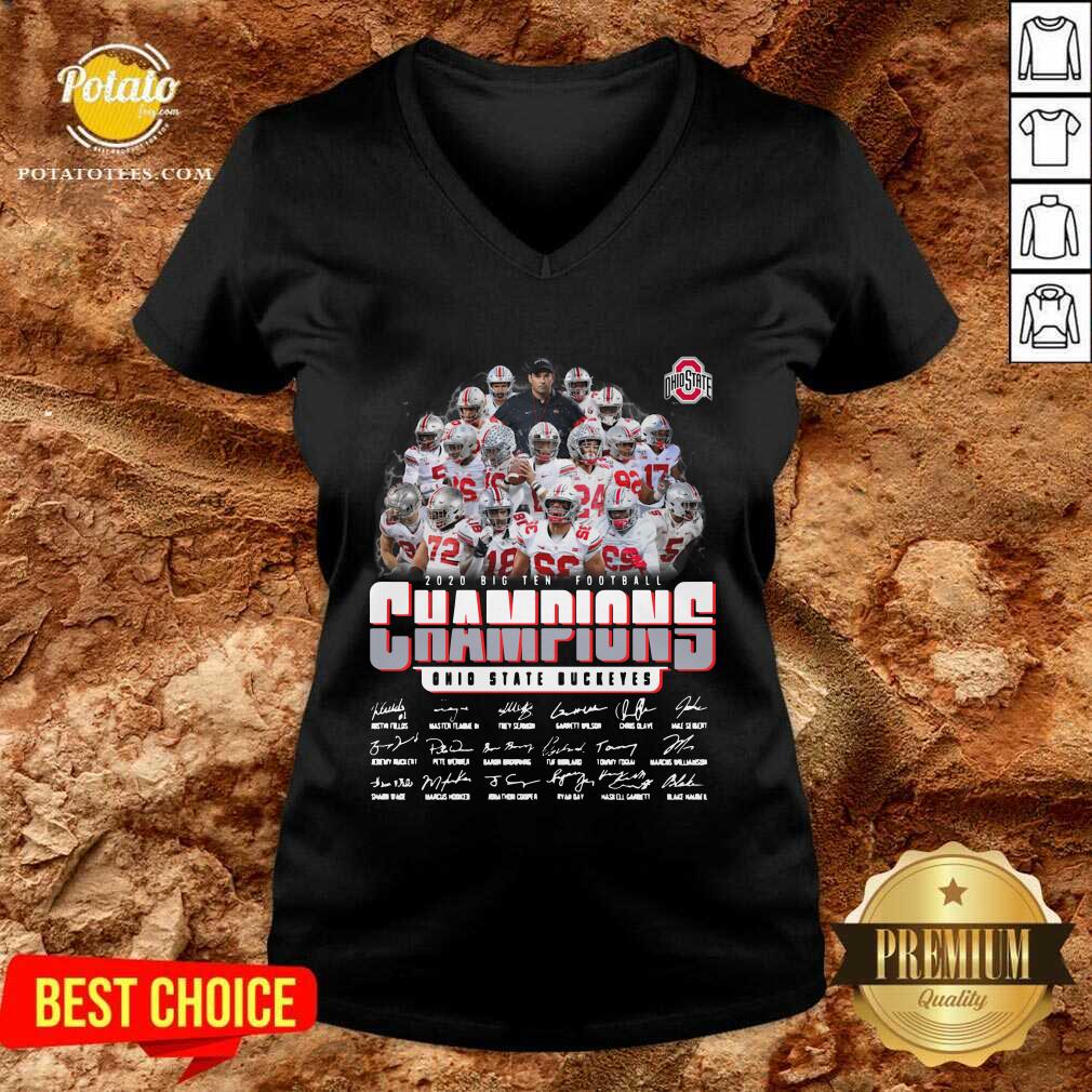 Good Ohio State Buckeyes 2020 Big Ten Football Champions Signatures Shirt - Image 2