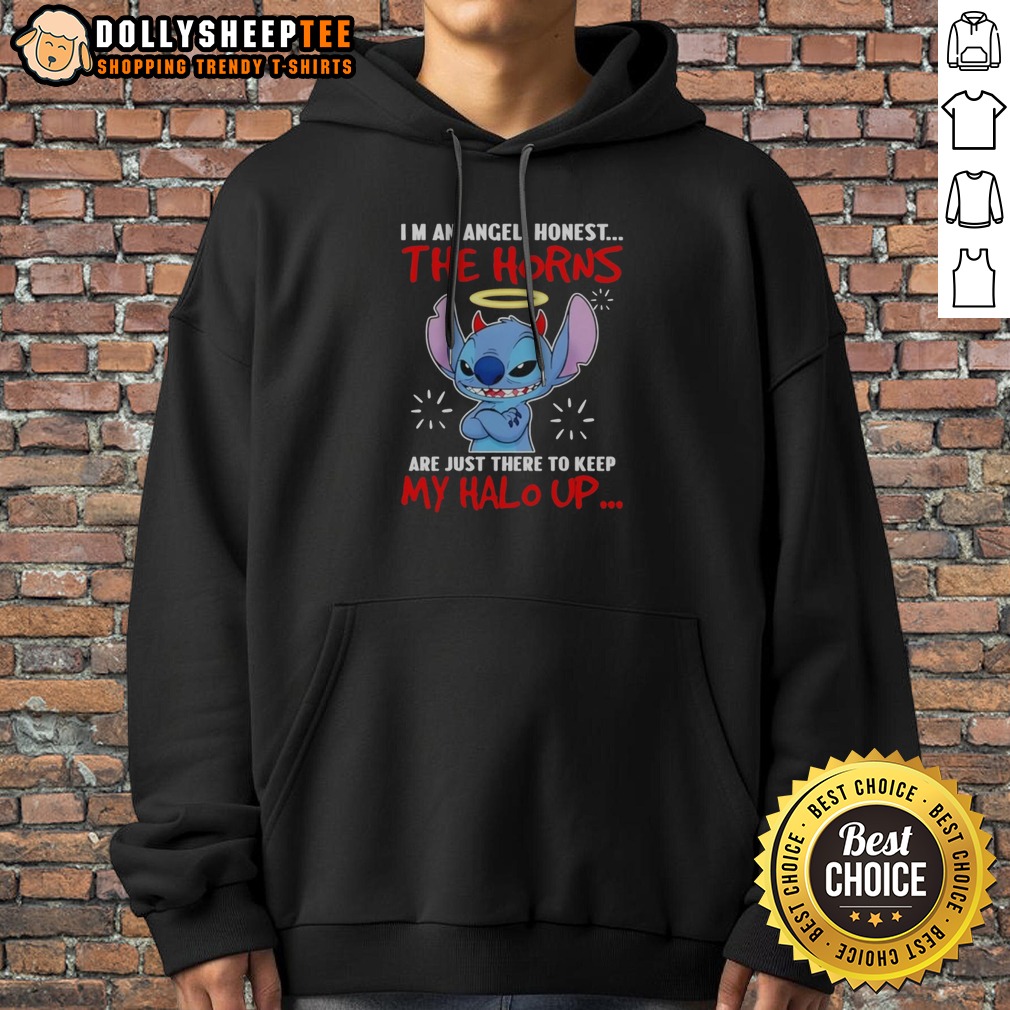 Pretty Stitch I'M An Angel Honest The Horns Are Just There To Keep My Halo Up Shirt - Image 2