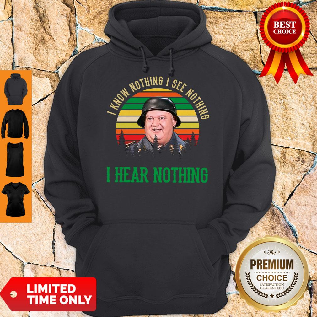 Vintage Sergeant Schultz I Know Nothing I See Nothing I Hear Nothing Shirt - Image 5
