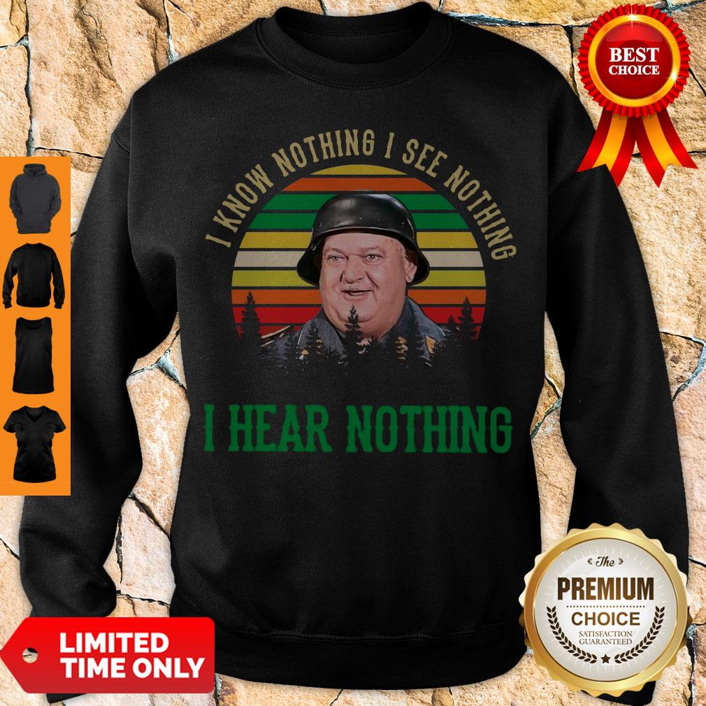 Vintage Sergeant Schultz I Know Nothing I See Nothing I Hear Nothing Shirt - Image 4