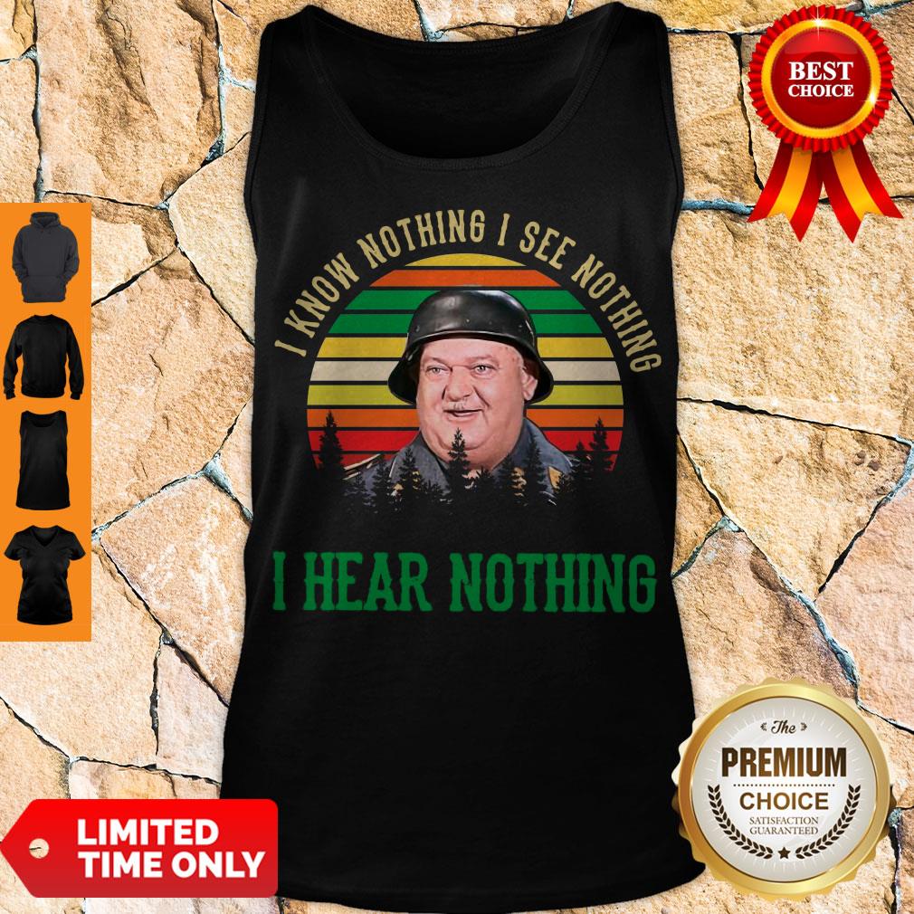 Vintage Sergeant Schultz I Know Nothing I See Nothing I Hear Nothing Shirt - Image 3