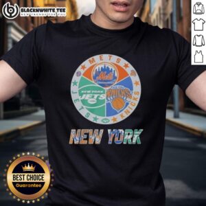 Official New York Mets New York Jets New York Knicks Mashup Logo T-Shirt