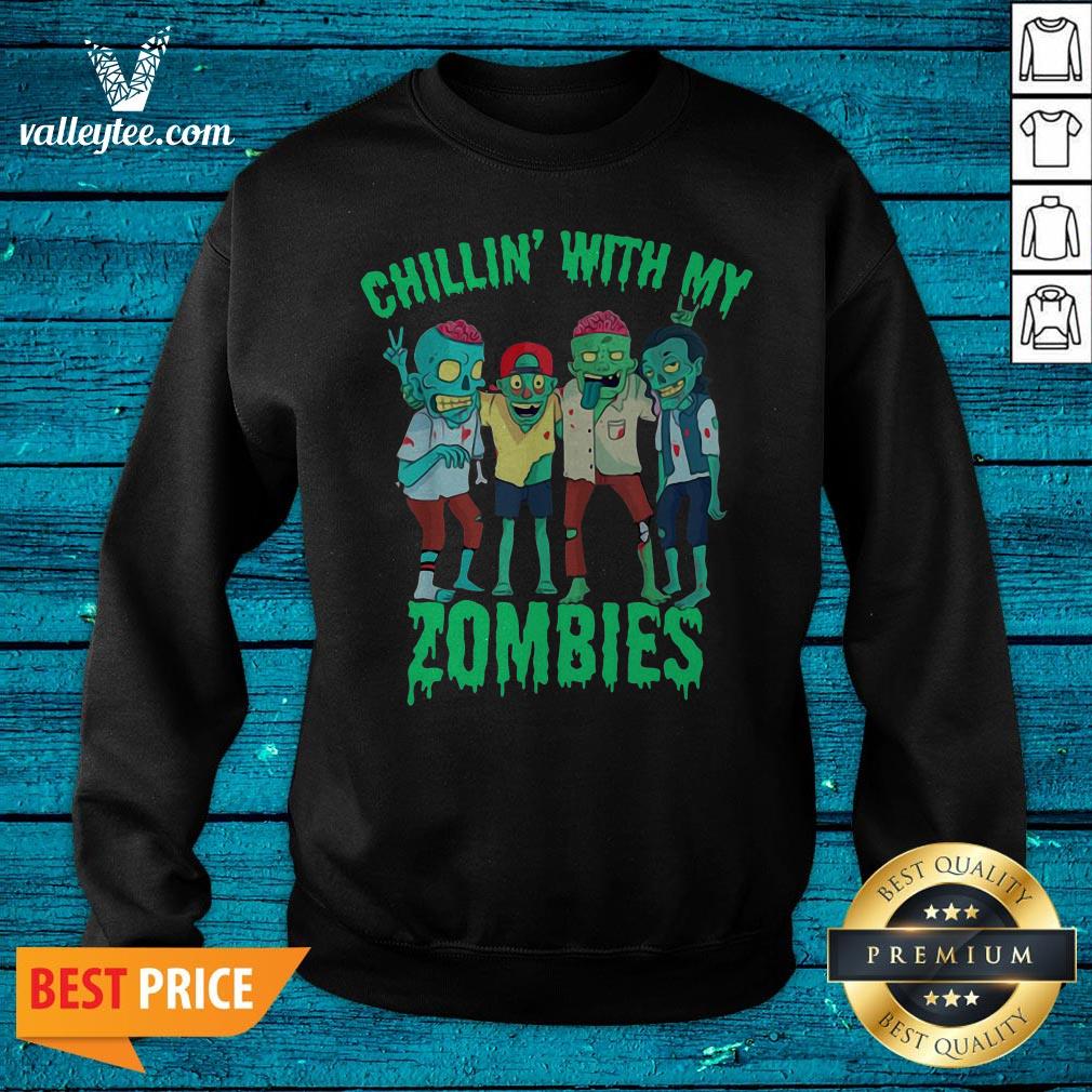 Official Chillin With My Zombie's Halloween Boys Kids Zombie Shirt - Image 2