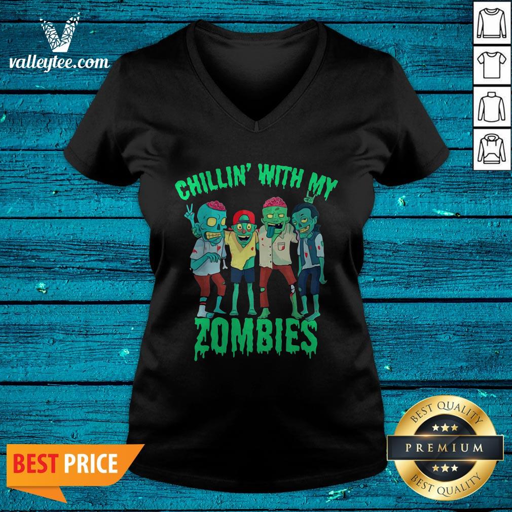 Official Chillin With My Zombie's Halloween Boys Kids Zombie Shirt - Image 4