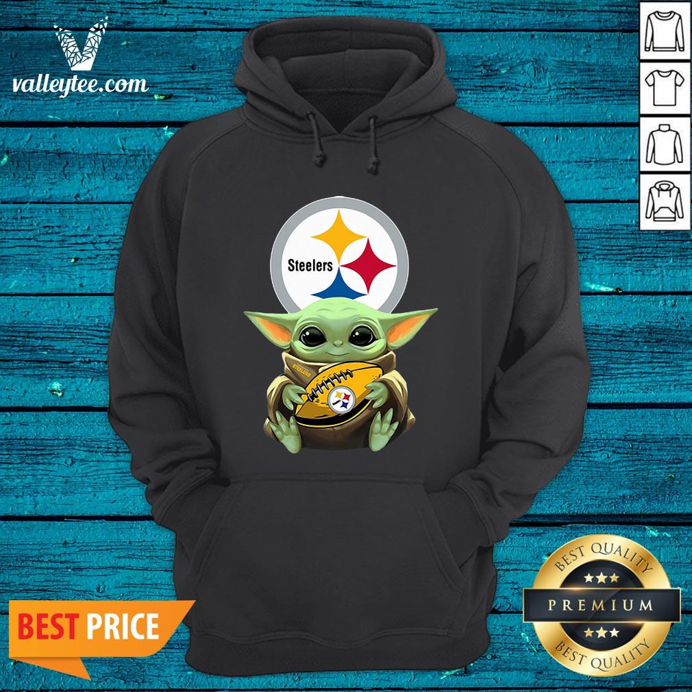 Top Baby Yoda Hugging Pittsburgh Steelers Shirt - Image 5