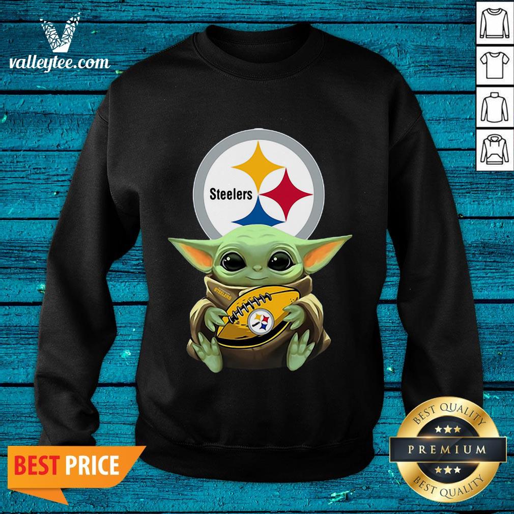 Top Baby Yoda Hugging Pittsburgh Steelers Shirt - Image 4