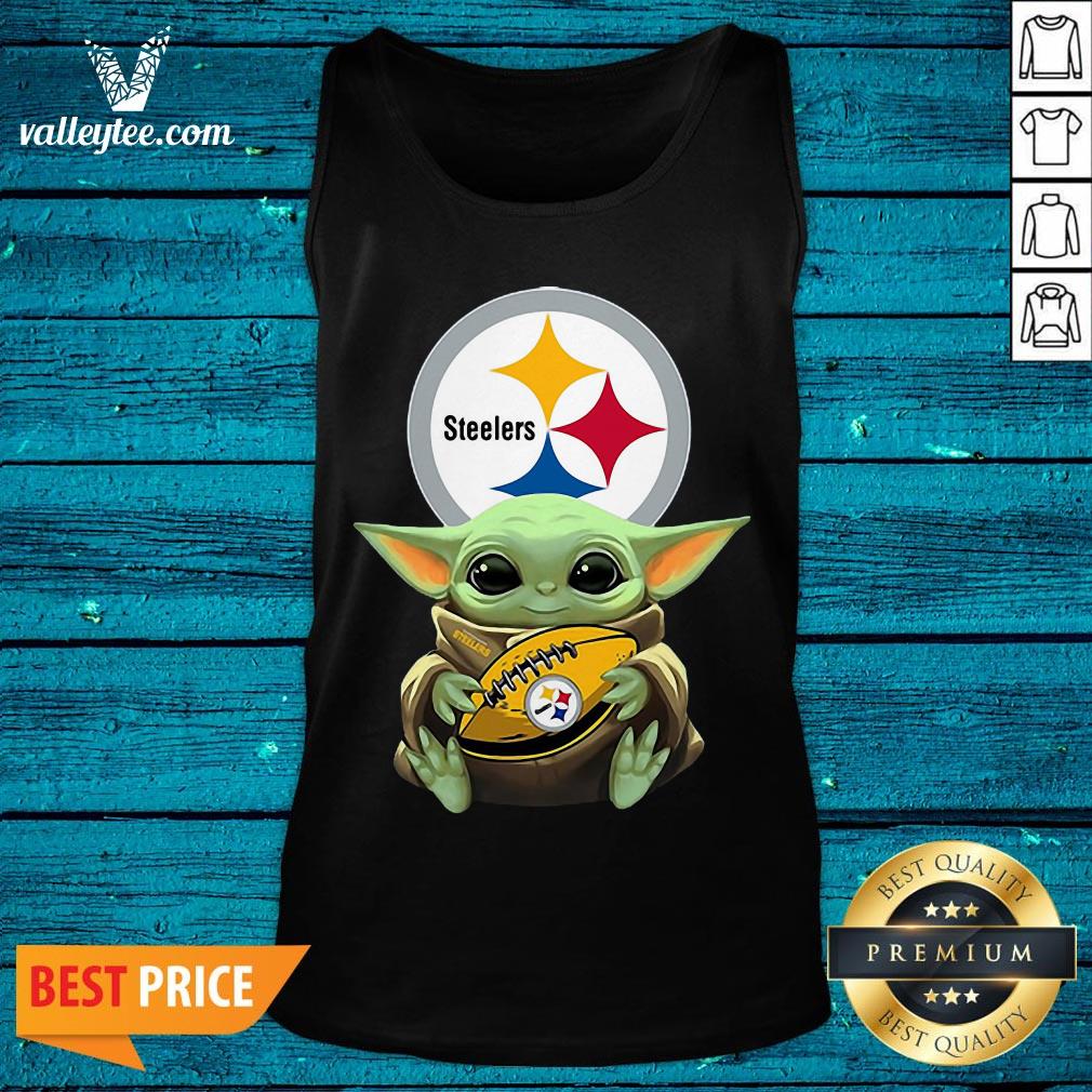 Top Baby Yoda Hugging Pittsburgh Steelers Shirt - Image 3