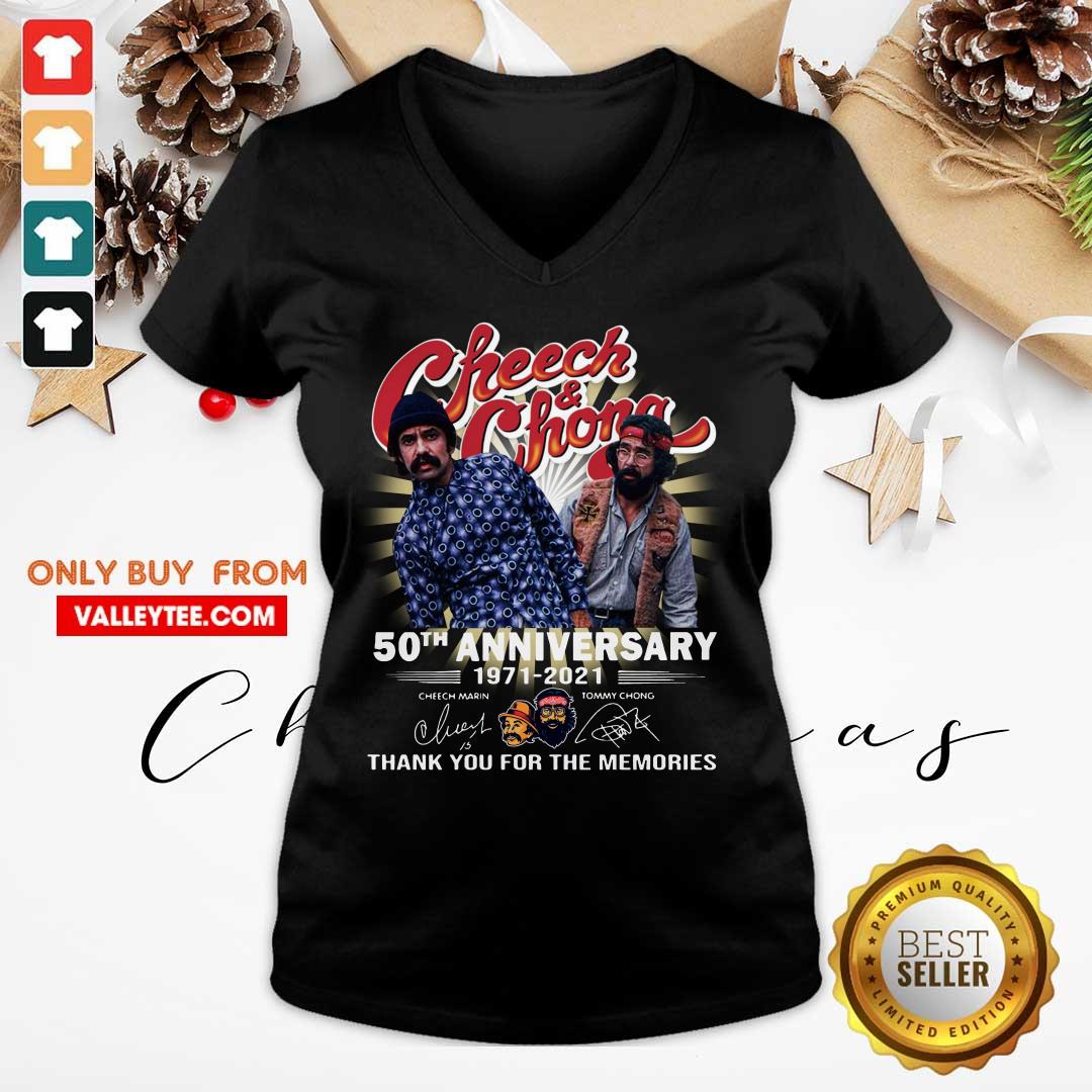 Nice Cheech And Chong 50th Anniversary 1971 2021 Thank You For The Memories Signatures Shirt - Image 3