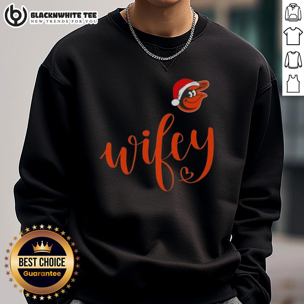Good Wifey Baltimore Orioles Santa Hat Merry Christmas T-Shirt - Image 5