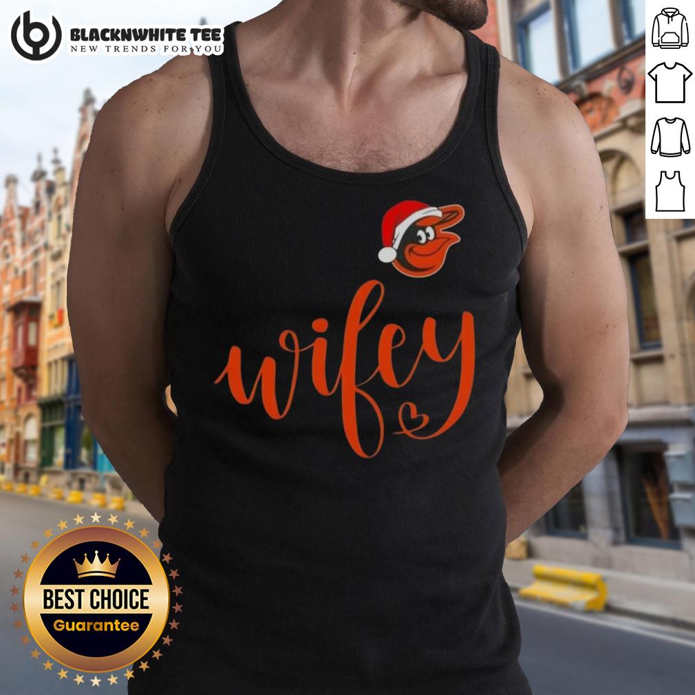 Good Wifey Baltimore Orioles Santa Hat Merry Christmas T-Shirt - Image 4