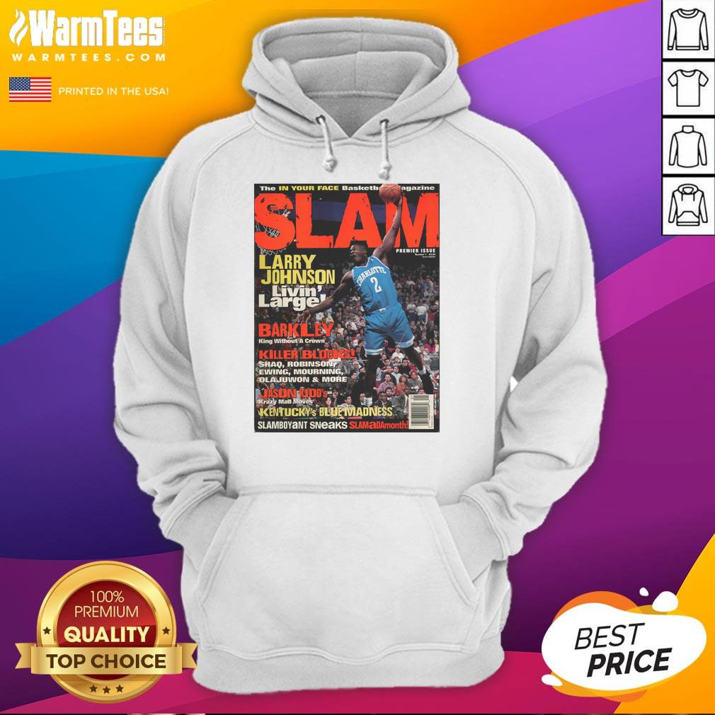 Hot Larry Johnson Livin' Larger The In Your Face Basketball Magazine Slam T-Shirt - Image 2