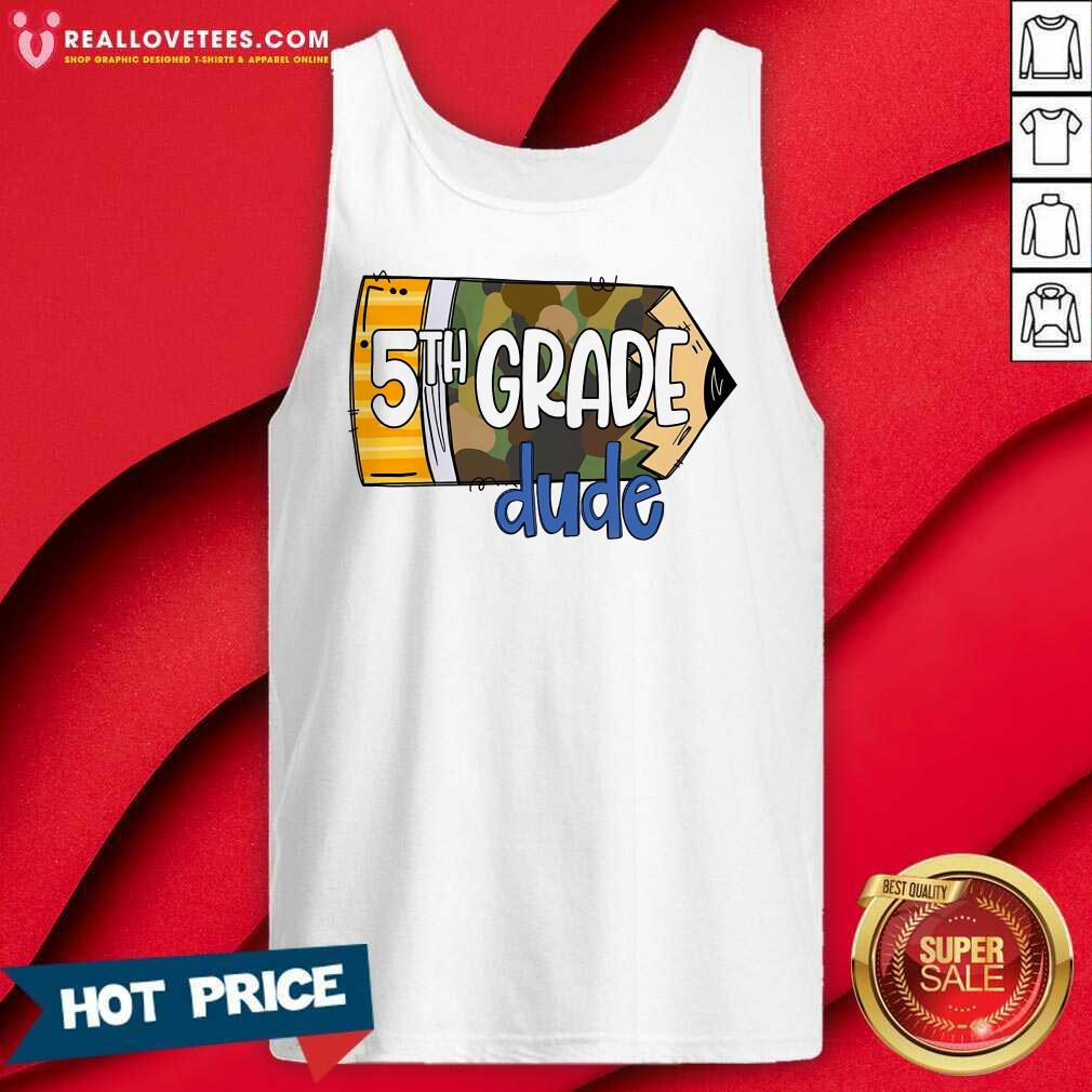 School Pencil Camo Back To School 5th Grade Yude Shirt - Image 4