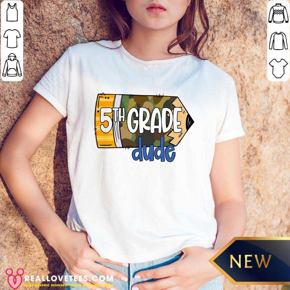 School Pencil Camo Back To School 5th Grade Yude Shirt - Image 3