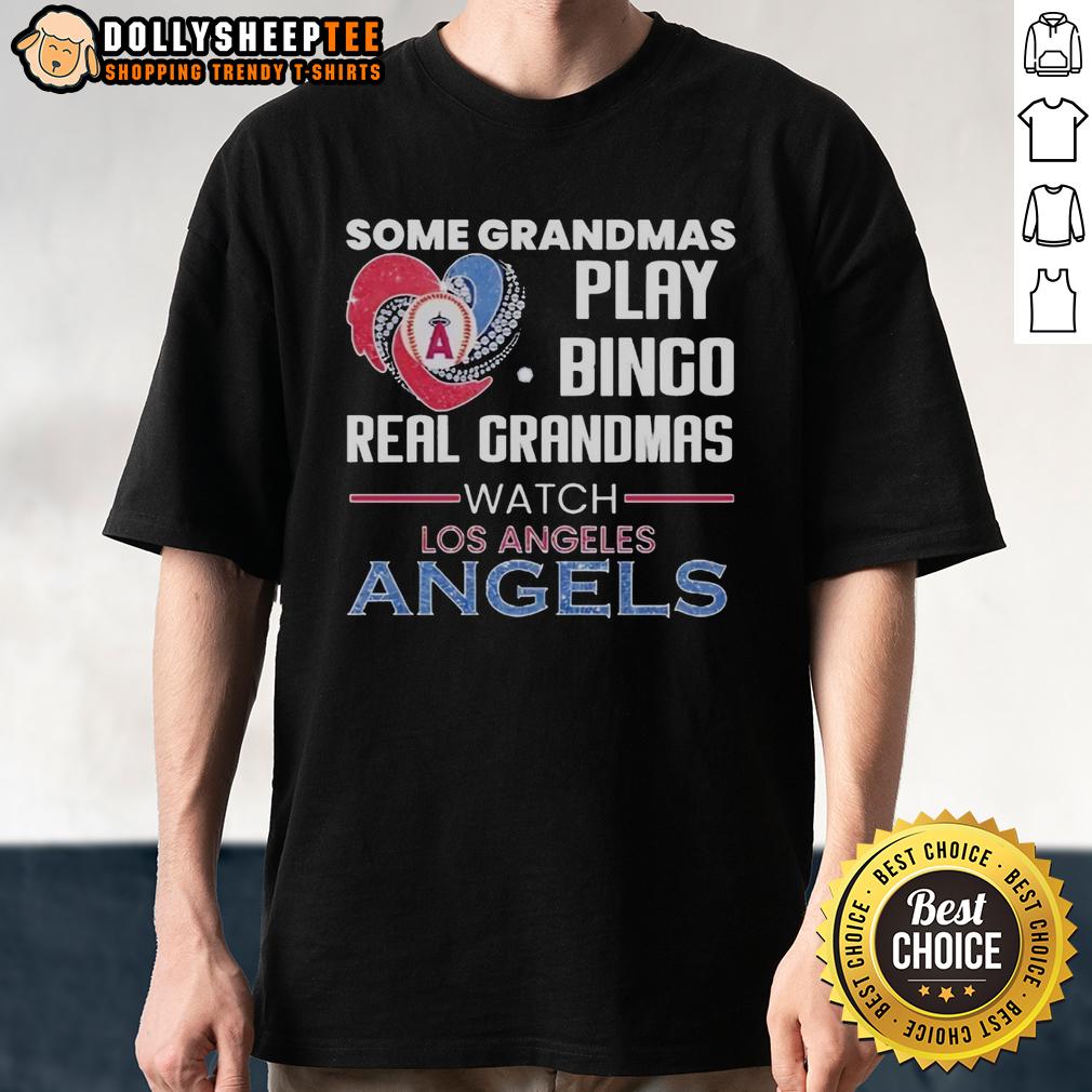 Good Los Angeles Angels Some Grandmas Play Bingo Real Grandmas Watch Diamond Heart Shape T-Shirt