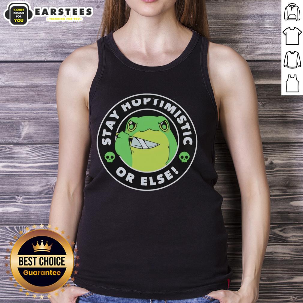 Good Frog Holding Knife Stay Hoptimisti Or Else Funny T-Shirt - Image 4