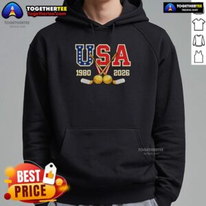 Alternative view of Official 1980 And 2026 Hockey Vintage USA Champions T-Shirt