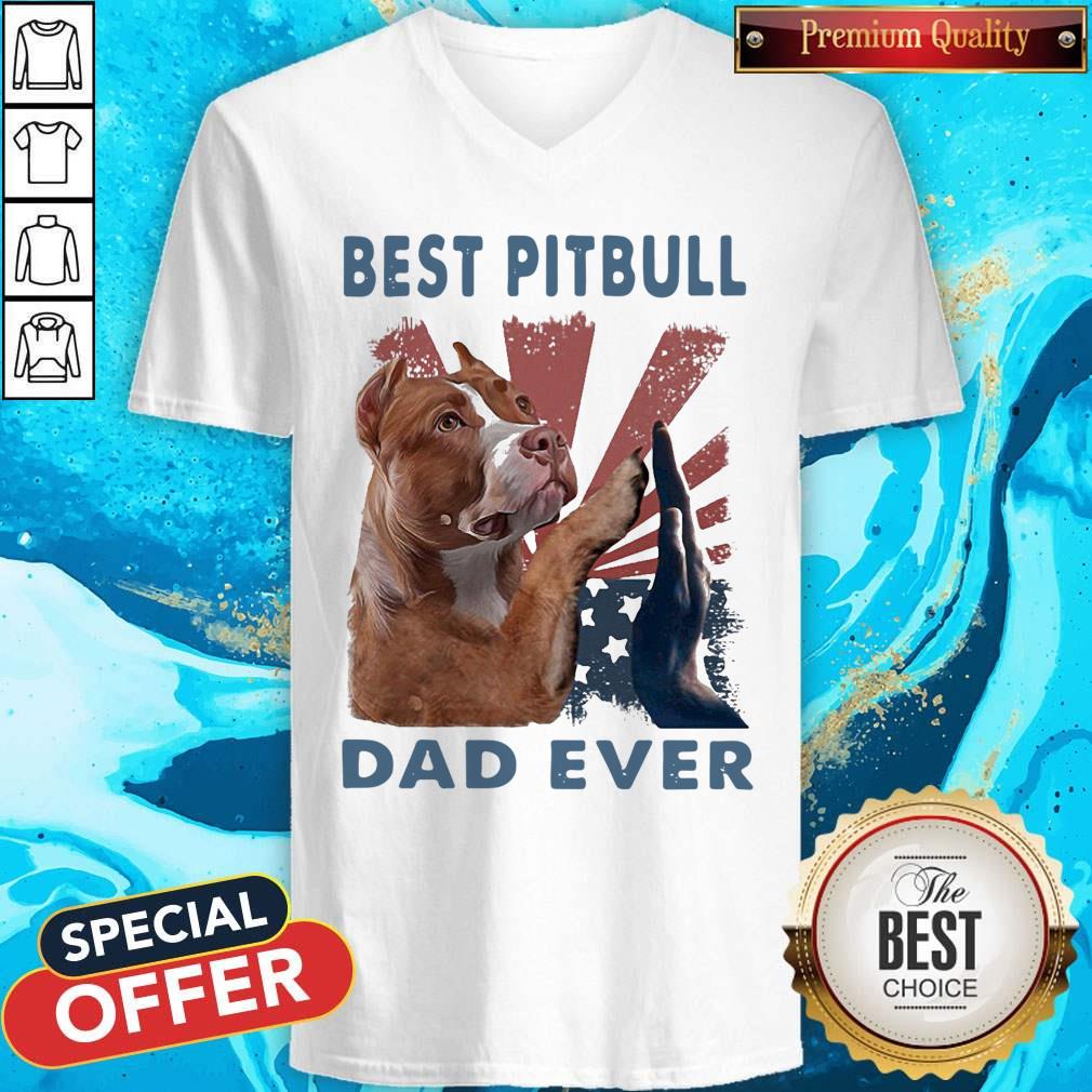 Best Pitbull Dad Ever American Flag Independence Day Shirt - Image 2
