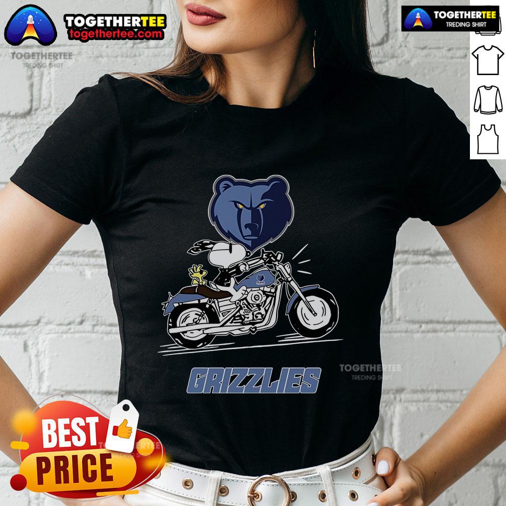 Original Snoopy And Woodstock Driving Motorbike Memphis Grizzlies T-Shirt - Image 3