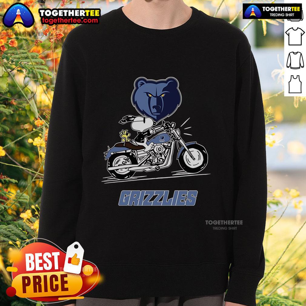 Original Snoopy And Woodstock Driving Motorbike Memphis Grizzlies T-Shirt - Image 5