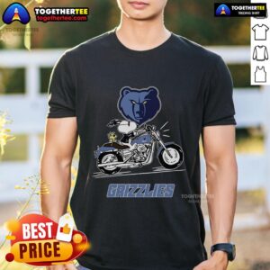 Original Snoopy And Woodstock Driving Motorbike Memphis Grizzlies T-Shirt
