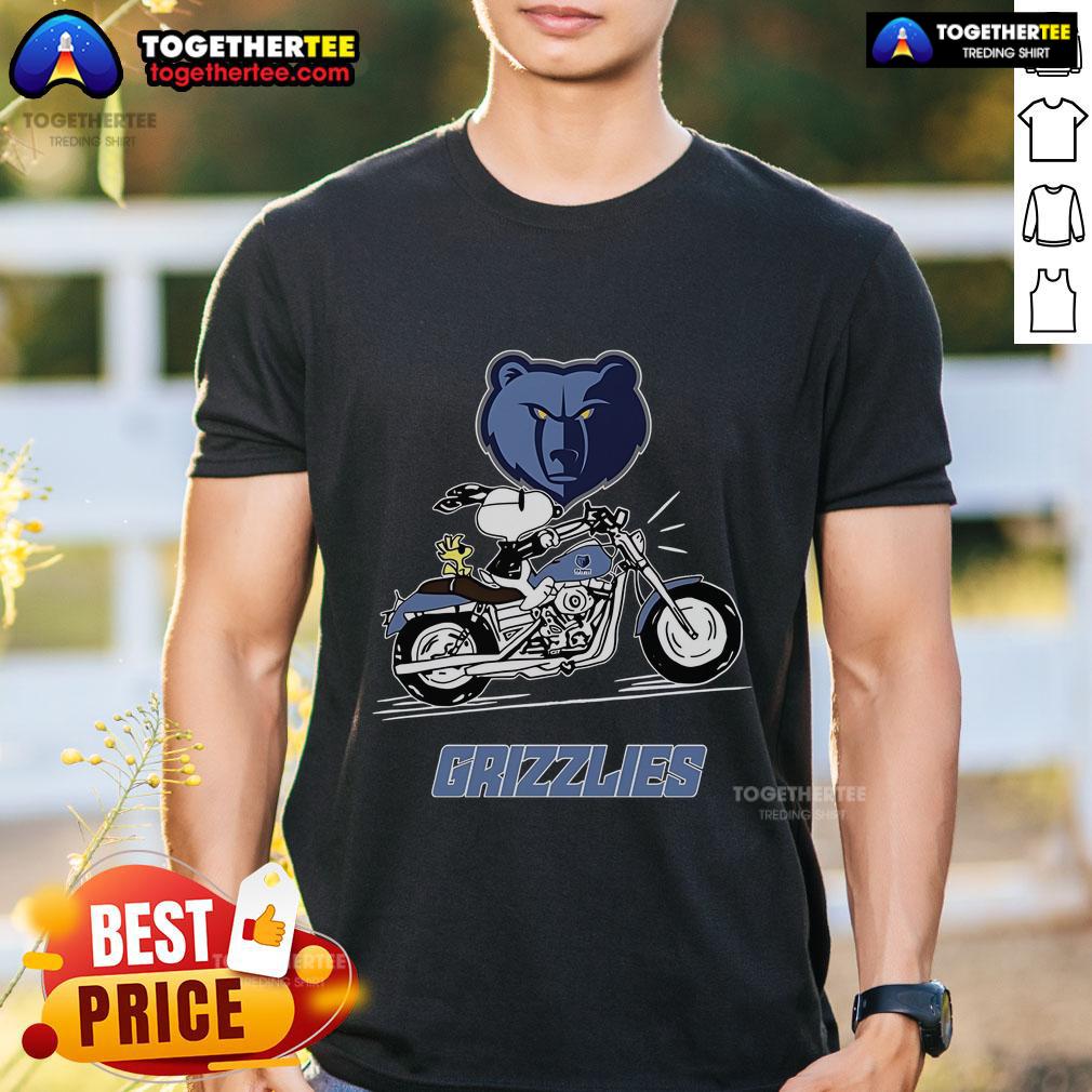Original Snoopy And Woodstock Driving Motorbike Memphis Grizzlies T-Shirt