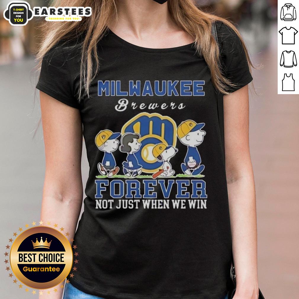 Awesome Snoopy And Charlie Brown Milwaukee Brewers Baseball Forever Not Just When We Win T-Shirt - Image 3