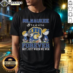 Awesome Snoopy And Charlie Brown Milwaukee Brewers Baseball Forever Not Just When We Win T-Shirt